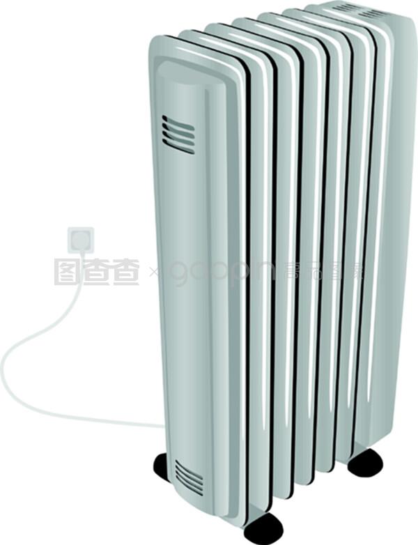 在白色上分離的油電加熱器
